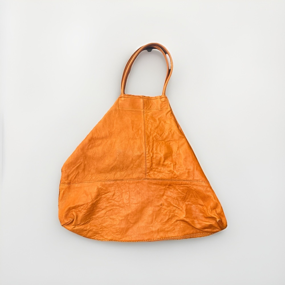 Banana Republic Lambskinβ Distressed Leather Shoulder Tote Hobo Bag Cognac